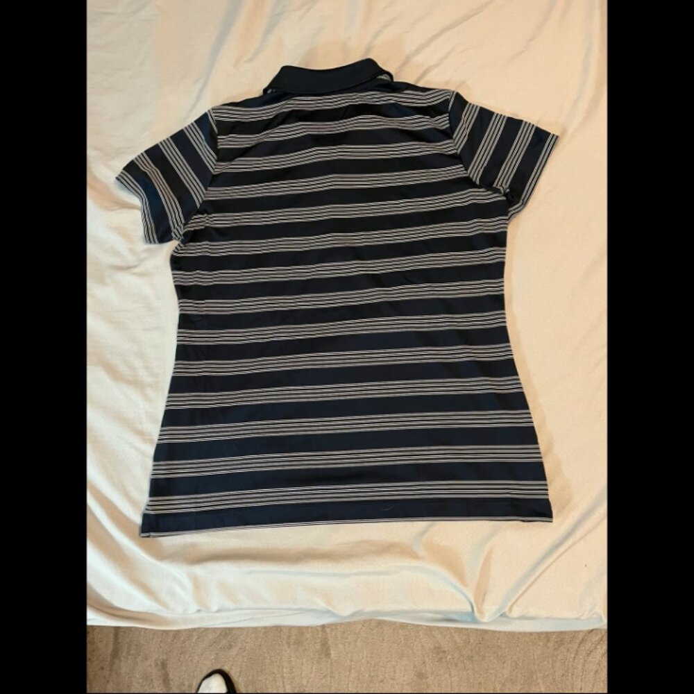 large navy blue white stripped Ole Miss Dri-fit polo shirt Rebels